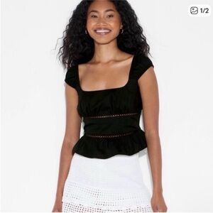 Wild Fable Black Peplum Blouse- Small - NWT